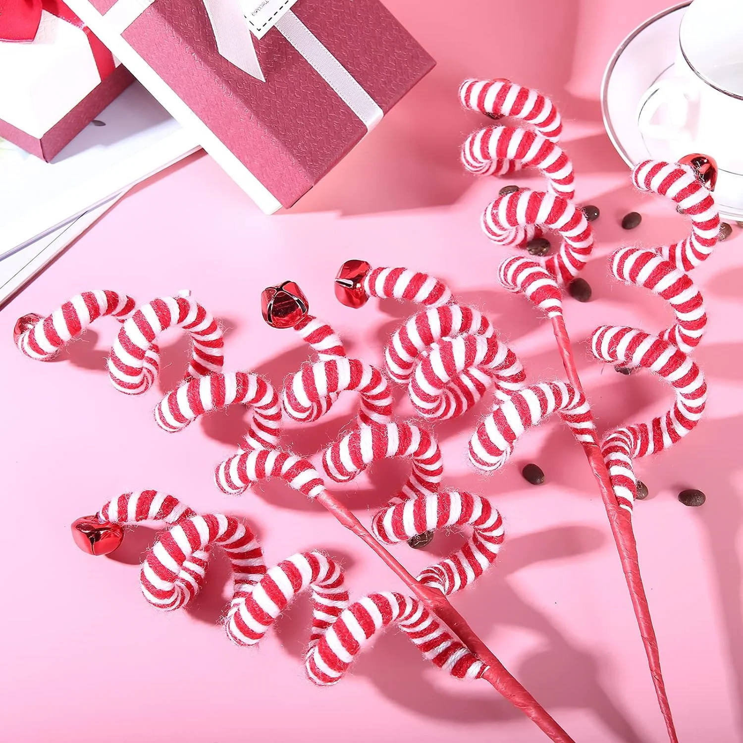 1PC ตกแต่งคริสต์มาส Candy Cane Bell Twisted Lollipop ต้นคริสต์มาส DIY Party ตกแต่งบ้านม้วนสาขาตกแต่ง