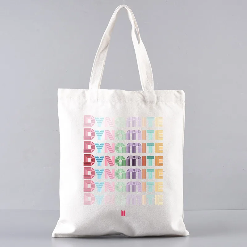 New Album DYNAMITE Printed Women Shoulder Bags Harajuku Eco Tote Handbag Large Capacity Canvas Shopper Bag Fashion Girl Handbags