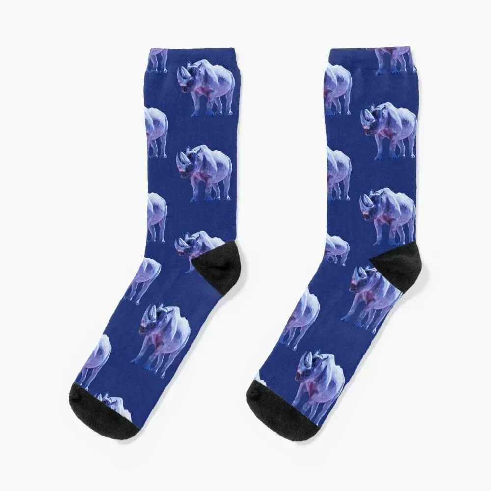 Purple Blue Rhino, Natural African Animals Socks designer new year Toe sports sheer Socks Female Men's