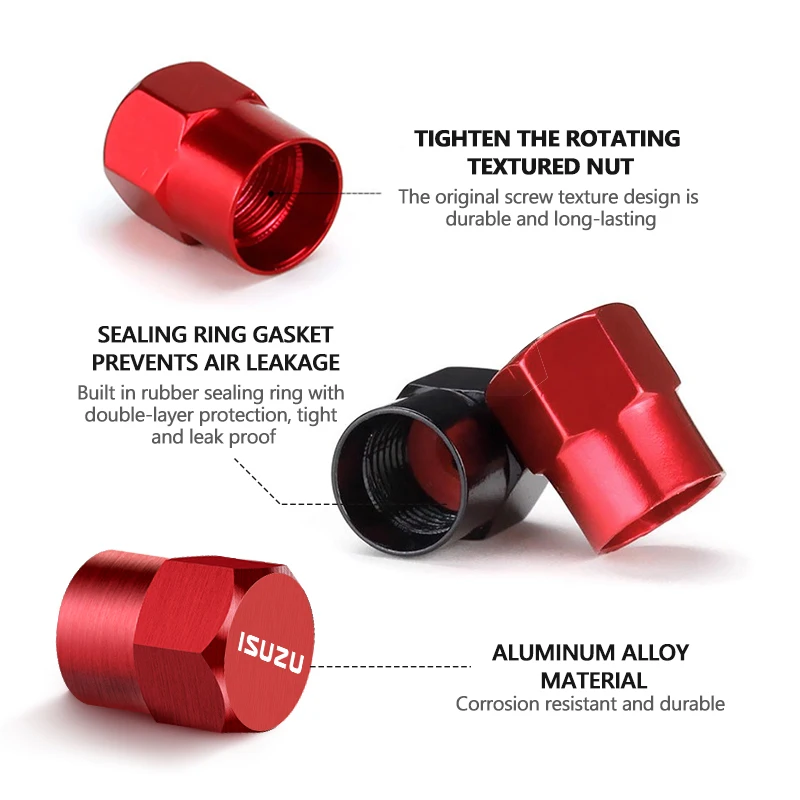 4Pcs Car Air Valve Cap Aluminum Tire Wheel Stem Accessories For Isuzu D-MAX D MAX Dmax I II WFR VAN 4X4 WFR VAN NFR ATV ASCENDER