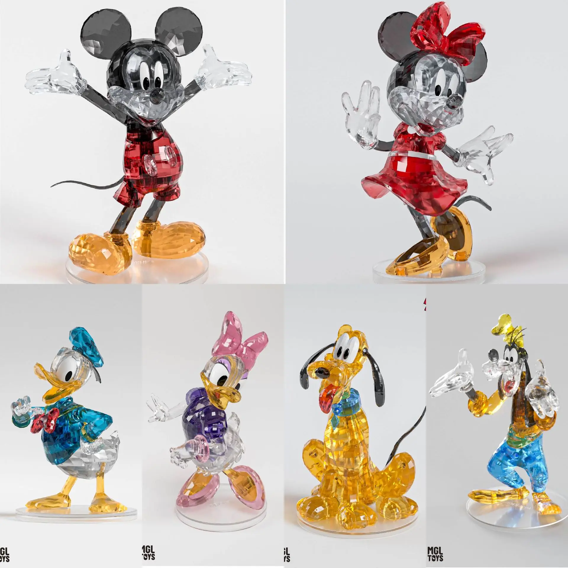 Disney Mickey Minnie Mouse Figures Building Block Toys Crystal Assembly Building Block Decoration Gift