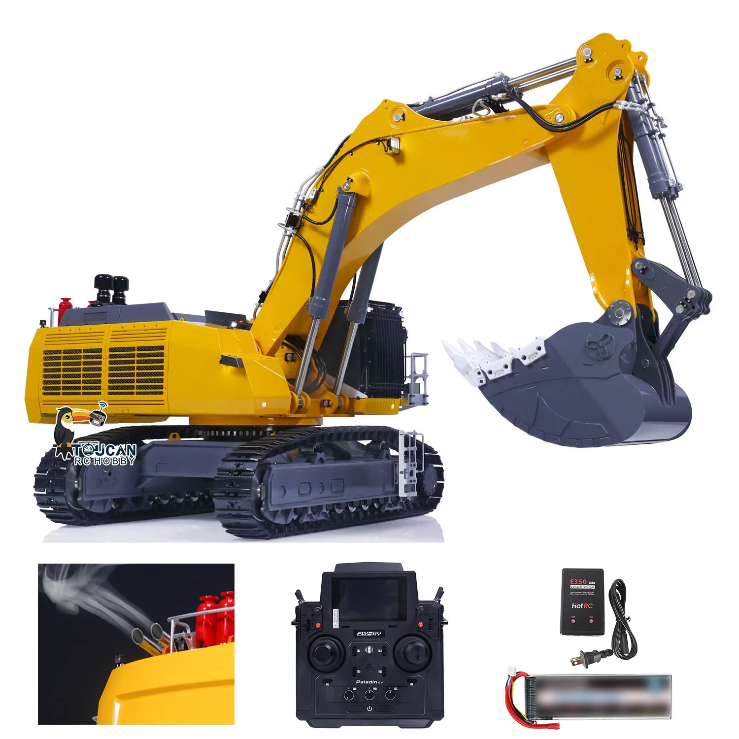 W SPRZEDAŻ LESU Upgrade AOUE 9150 1/14 RC Excavator Hydrauliczna maszyna do dużych obciążeń RTR Radio Control Digger W/ Sound Smoke Light