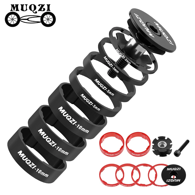 

MUQZI Bike Headset Spacer Kit 1-1/8 Inch 28.6mm Fork Washer 2mm 3mm 5mm 10mm With Stem Top Cap MTB Road BMX Bicycle Accessories