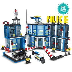 Multiple City Police Station Building Sets City Police Sets Toy Building Bricks Kit with Police Car Helicopter Gift For Boy Girl