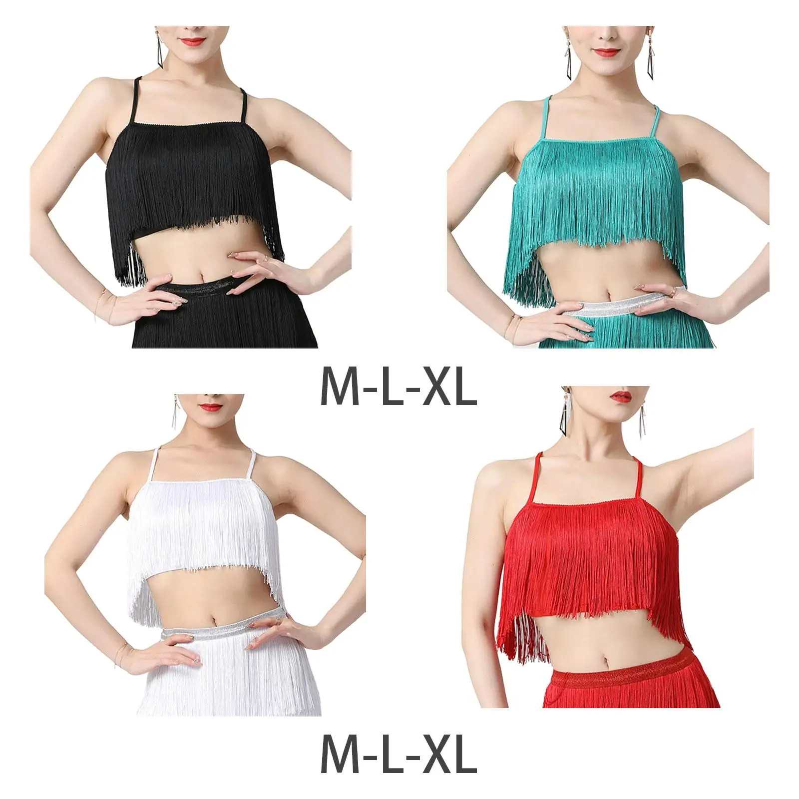 Women Tassels Latin Top Versatile Outfits Trendy Dance Crop Top for Stage