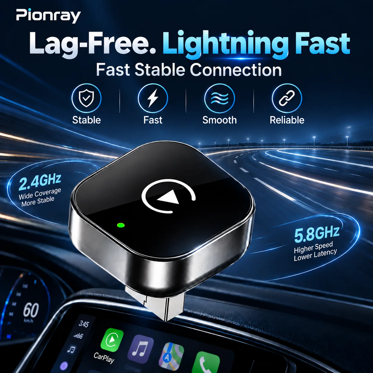 Wireless CarPlay Adapter 2026 New Version - Stable No-Delay Plug&Play for Android Auto iPhone iOS USB/Type-C