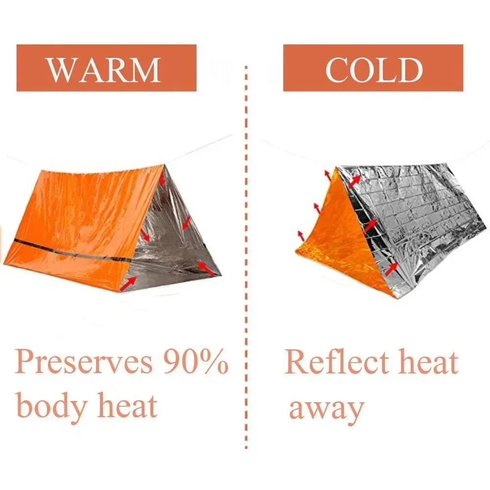 Outdoor SOS Thermal Blanket Reusable Waterproof Emergency Tent Shelter Survival Tent Kit Mylar Tube Tent Sleeping Bag Cold Tents