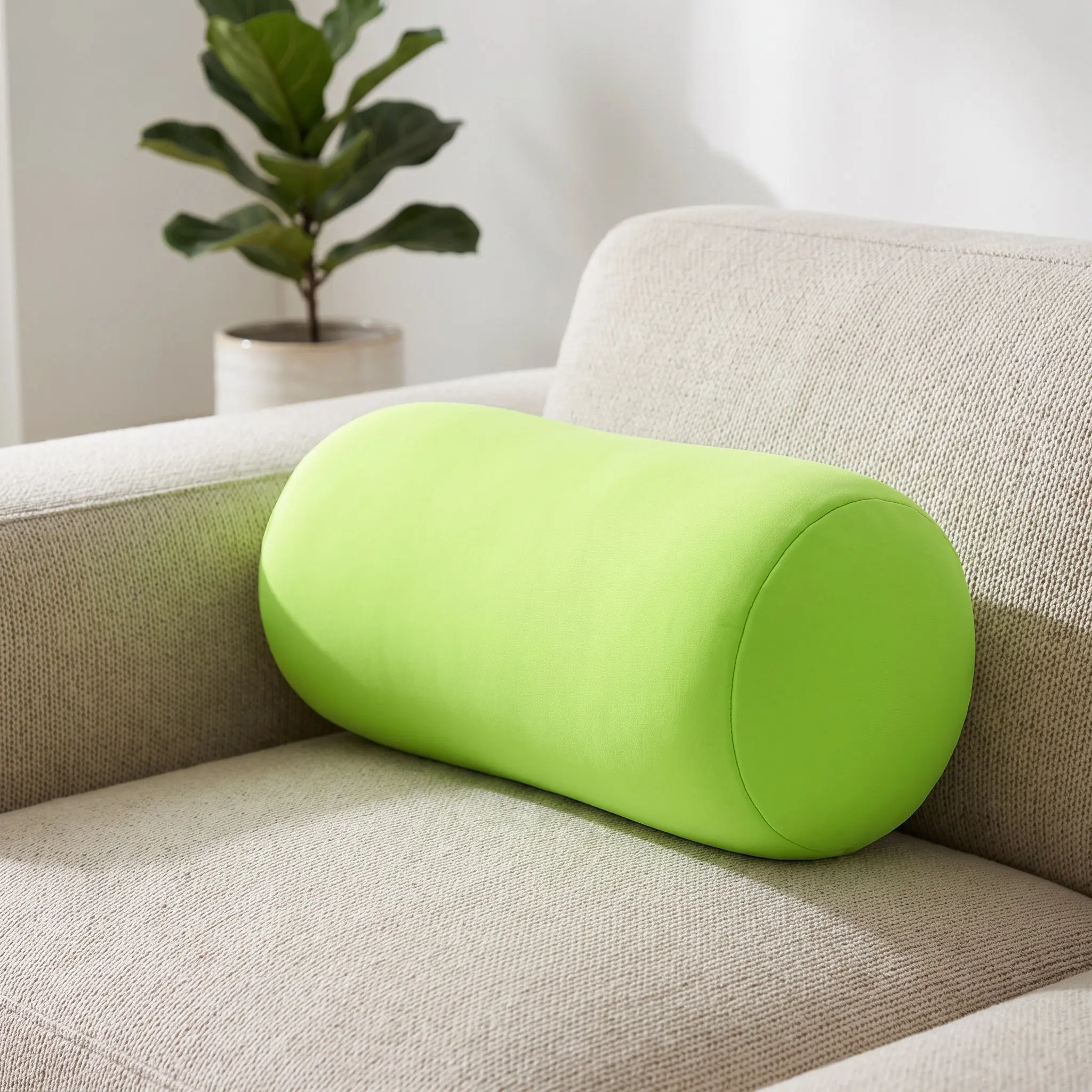 Microbead Neck Lumbar Pillow Green Cylinder Shape Soft Beaded Roll Pillow Ergonomic Neck Support Sleep Cushion