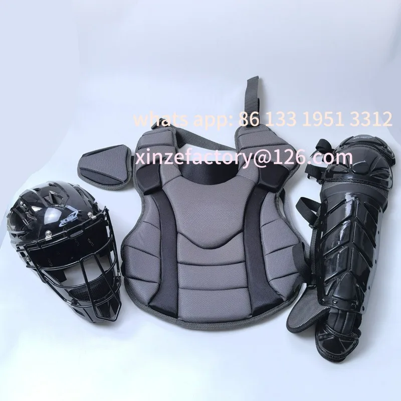 

Baseball catcher protective gear set three-piece S size simple black outdoor baseball ball sports