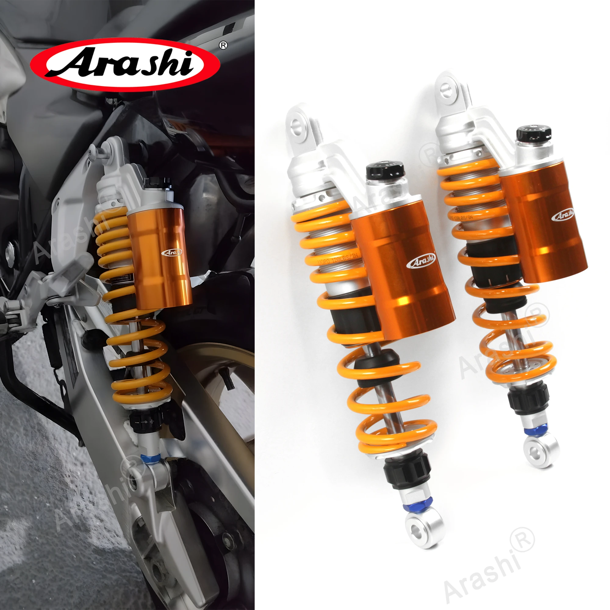 ARASHI Eye to Eye 330mm Rear Shock Absorbers For Honda CB400 VTEC 1999-2019 Adjustable 13inch Suspension Set fit 92-98 CB400