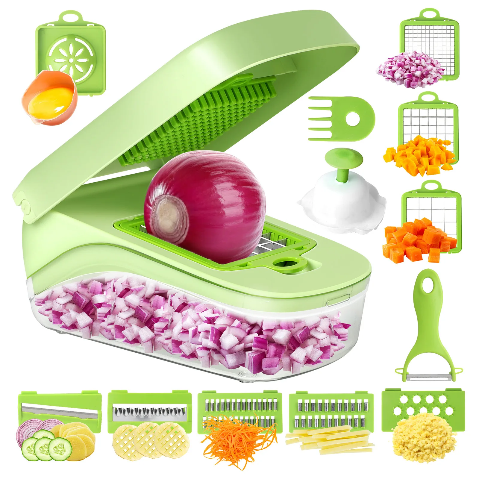7/17 in 1 Multifunctional Vegetable Chopper - Food Grate Vegetable Slicer Food Dicer Cut Kitchen Items for Cooking & Meal Prep