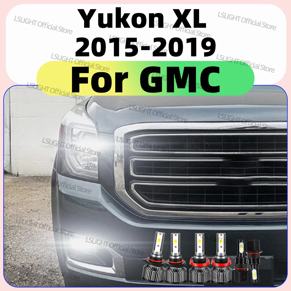 2/6x Car Turbo Headlights 6000K LED Fog Bulbs For GMC Yukon XL 2015 2016 2017 2018 2019 Yukon Auto Front Head Lamps 12V 20000LM