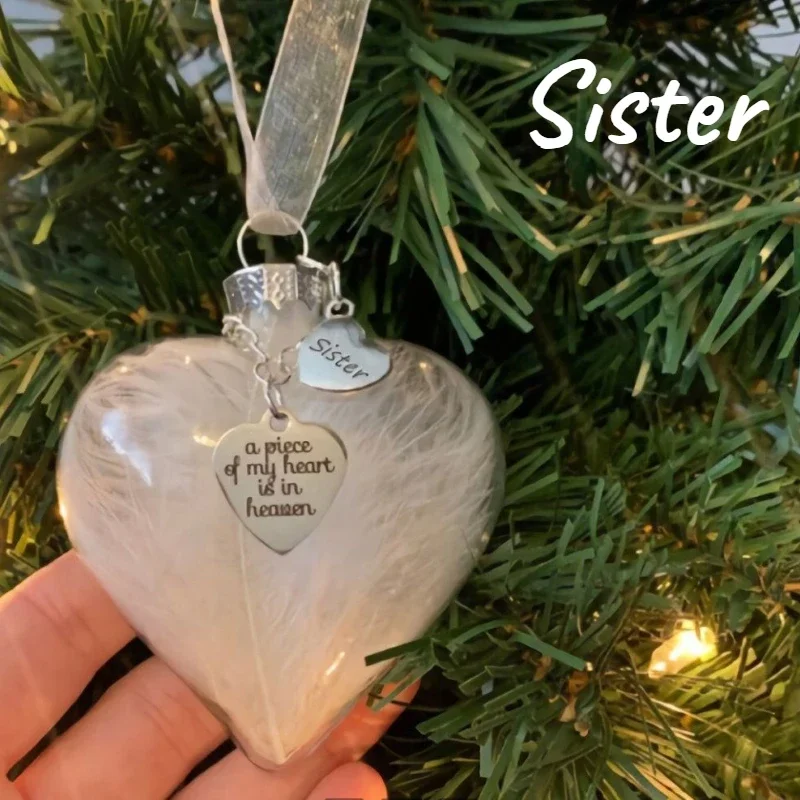 A Piece of My Heart Is In Heaven Love Xmas Souvenir Transparent Plastic Ball Commemorative Christmas Tree Ornaments Jewelry Gift