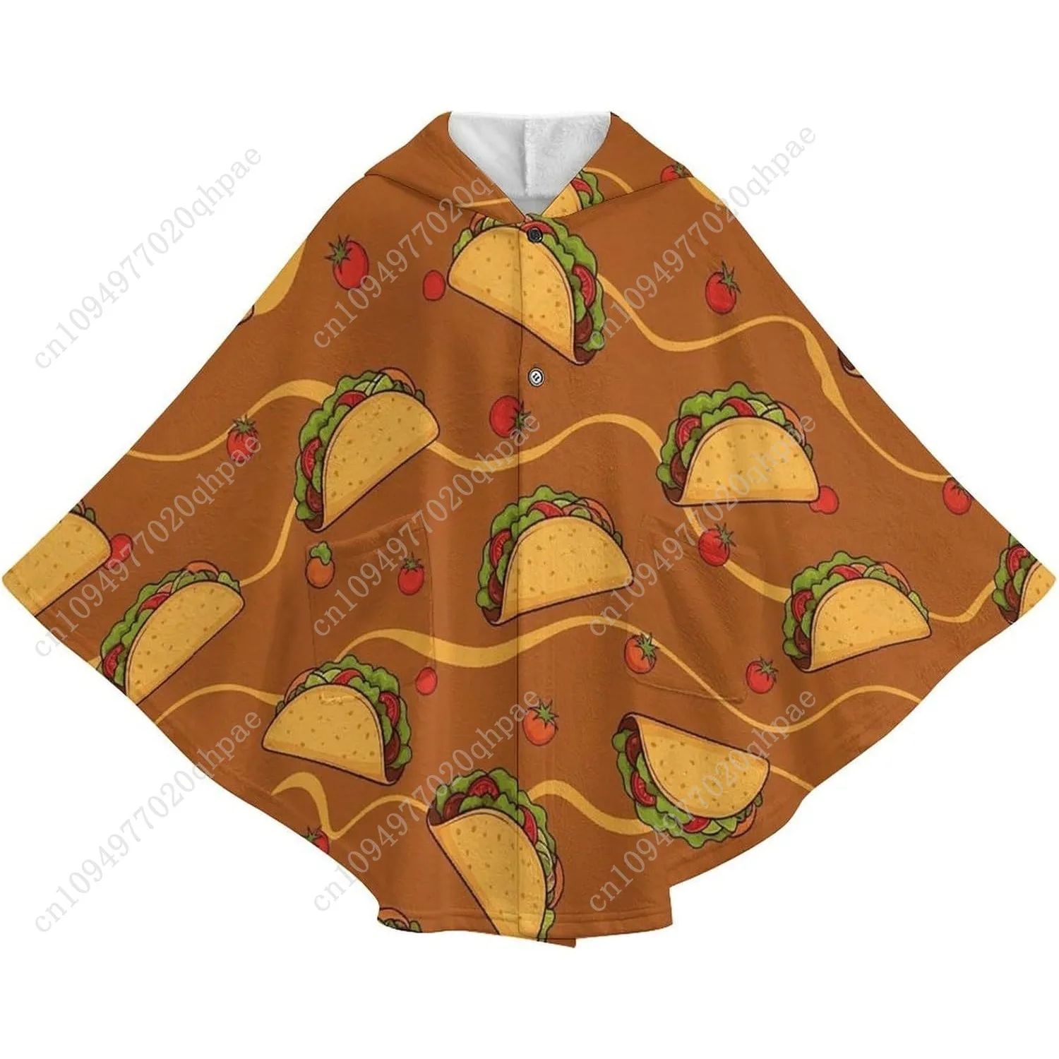 سترة بطانية مريحة من الفلانيل، سترة بقلنسوة كبيرة الحجم بنمط تاكو مع جيوب للأطفال والمراهقين