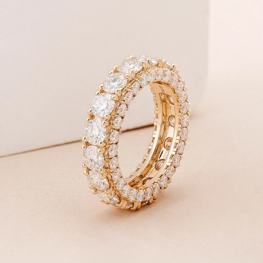Provence 10K/14K/18K Moissanite Weddomg Band for Women Round Cut Full Eternity Rings Fine Jewelry Statement Ring