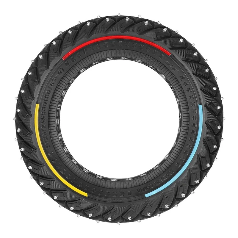 AA67-Ulip10x3/255X80(80/65-6) Three-Color Line Wing Pattern Snow Off-Road Solid Tire Belt Anti-Slip Screw