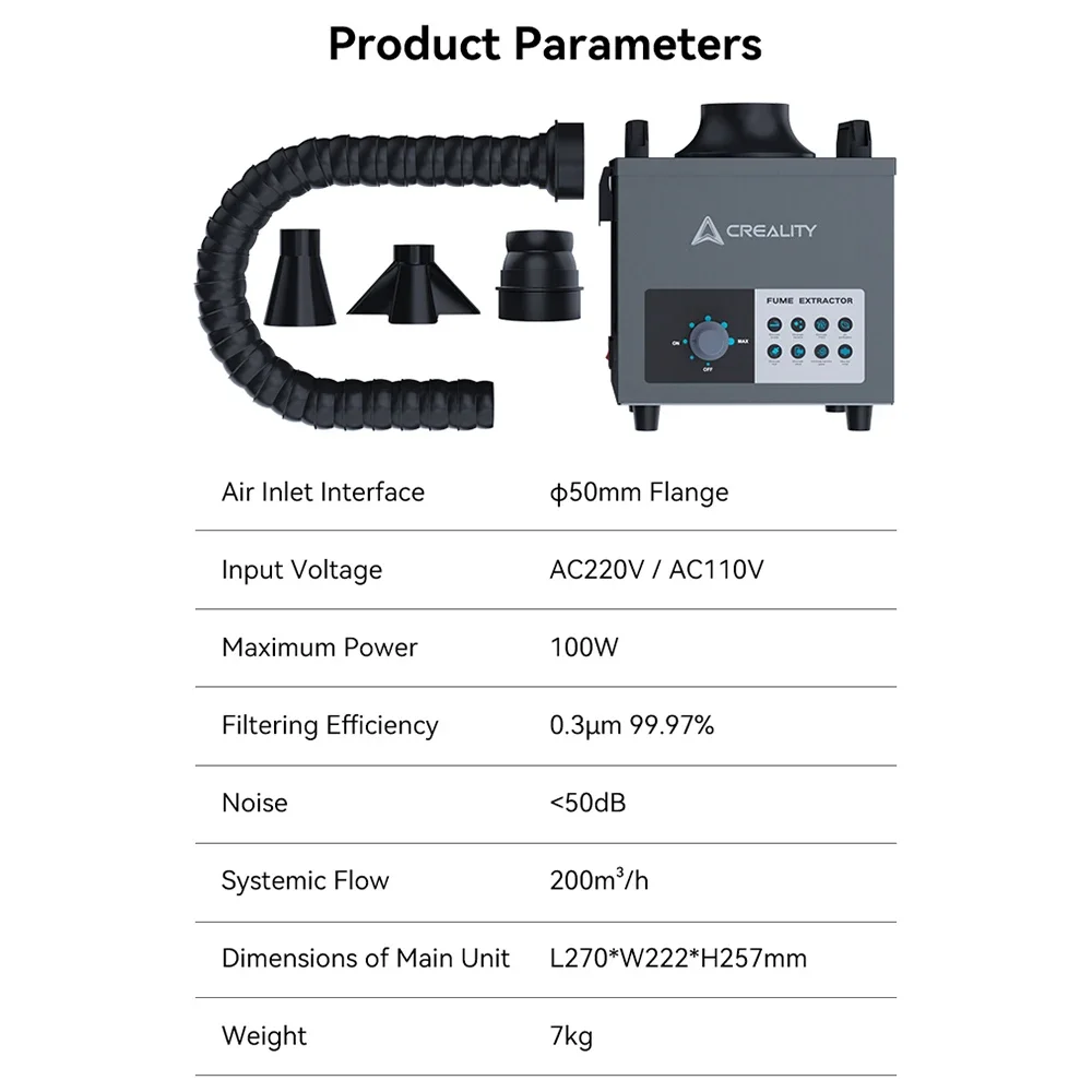 Creality Fume Extractor 100W Mini Desktop Smoke Absorber Remover Strong Suction with  3 Stage Filter for  3D Printers