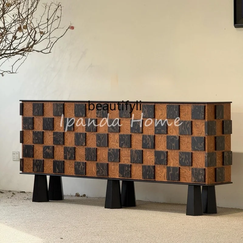 

Medieval solid wood art, entrance cabinet, retro designer home living room entry, storage, dining side cabinet