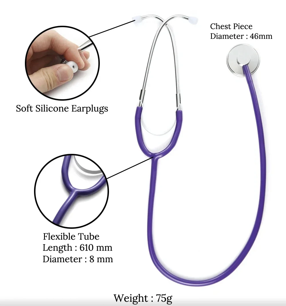 New Medical Portable Single Head Stethoscope Professional Cardiology Doctor Medical Equipment Device Student Vet Nurse Clinic