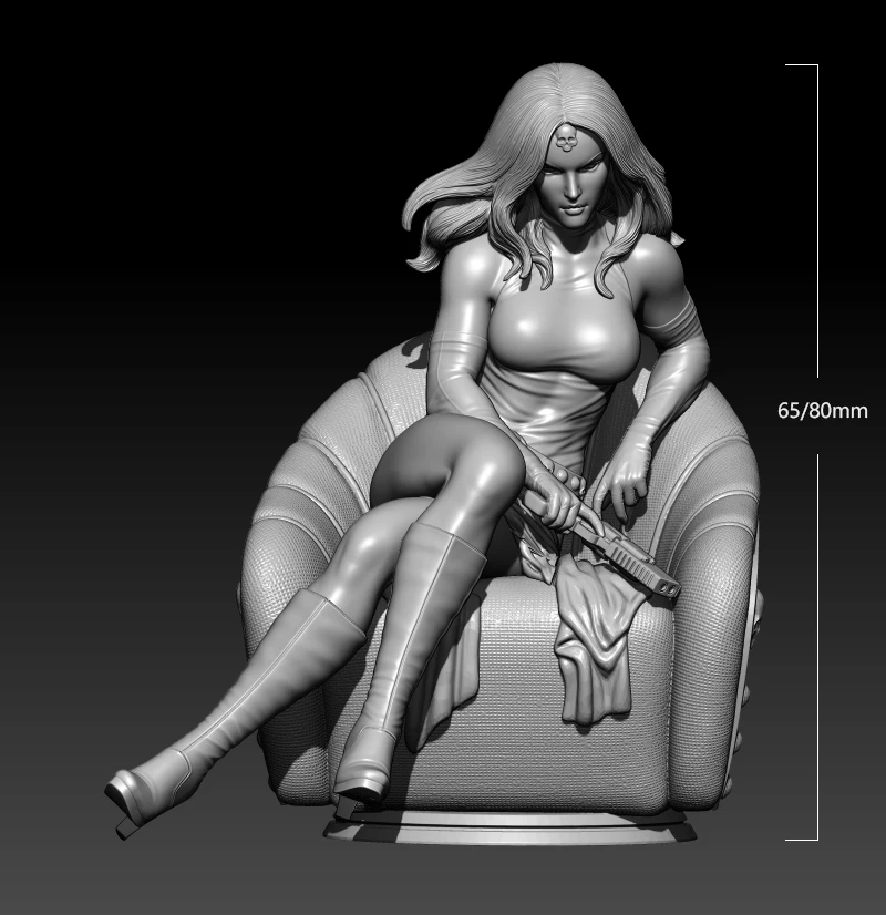 

1/24 65mm 1/18 80mm Resin Model Kits Figurine Female Agent Unpainted No Color RW-784