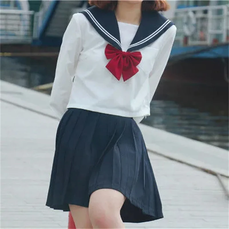 Uniforme JK noir et blanc, uniformes scolaires japonais à manches courtes/longues, ensembles de marin pour filles, jupe plissée, costume COS