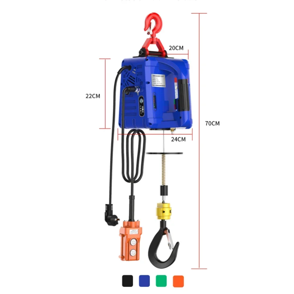 3 in 1 Electric Hoist Winch 1100lb Wireless Remote Control Cable Remote Control Portable Electric Steel Wire Rope Lifting Hoist