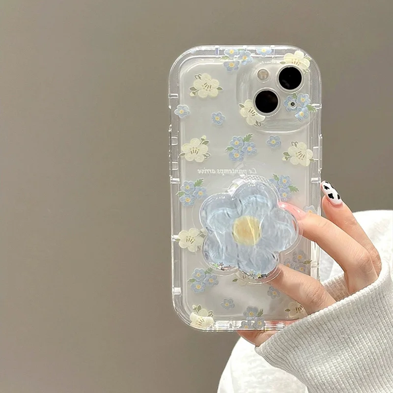 For Samsung A13 A23 A33 A53 A73 A03 A02 A72 A52 A32 A22 A12 A11 A31 A21S A51 M14 M32 M33 M53 Korea Flower Grip Hoder Phone Case