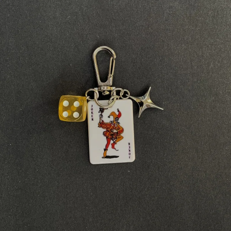 1Pc Funny Playing Dice Poker Keychain Playing Card Backpack Pendants Waist Bag Car Key Charms Accessories Birthday Gifts view 6