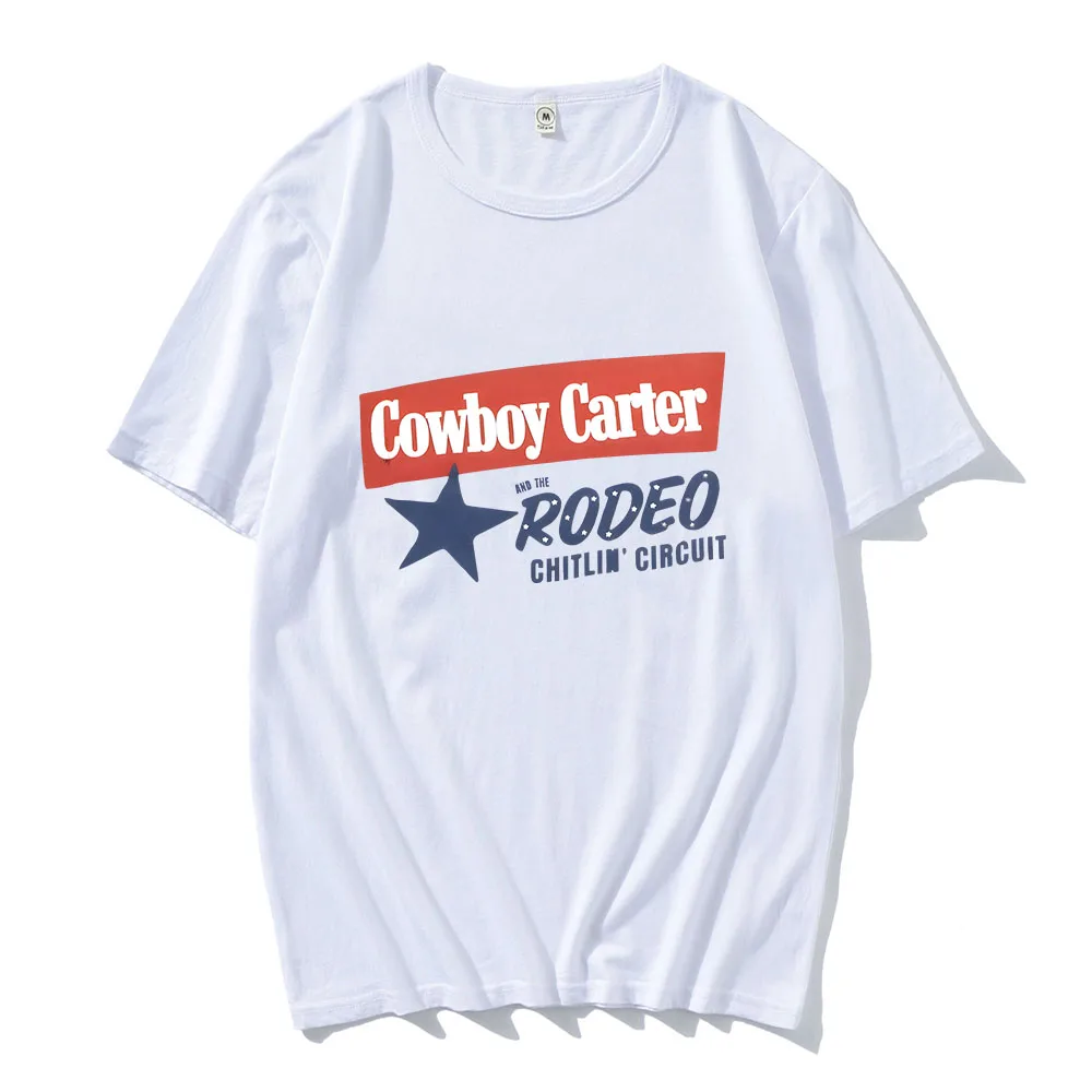 คาวบอย Carter Beyonเสื้อยืดสบายๆฤดูร้อนฤดูใบไม้ผลิ Retro พิมพ์เสื้อยืดผ้าฝ้ายแขนสั้นสบายเสื้อผู้หญิง/ผู้ชาย Tee