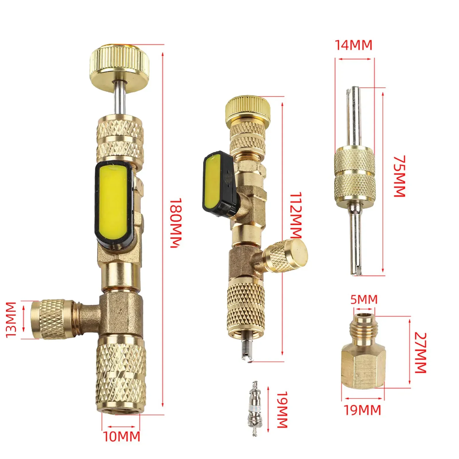 For R12 R22 R404 For R410 R32 Hvac Valve Tool Valve Core Remover HVAC Maintenance SAE 1 4 Brass Adapter For Hvac