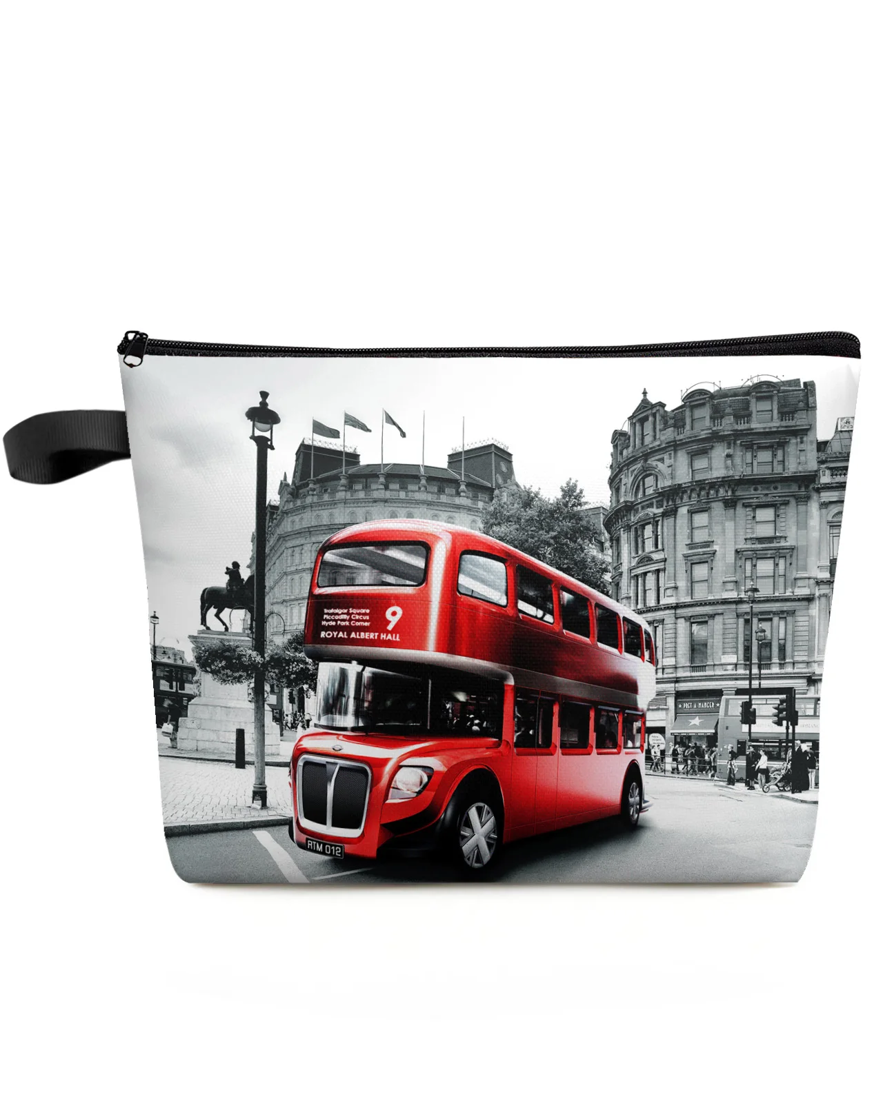 Red bus London street scenery Large Capacity Travel Cosmetic Bag Portable Makeup Storage Pouch Women Waterproof Pencil Case