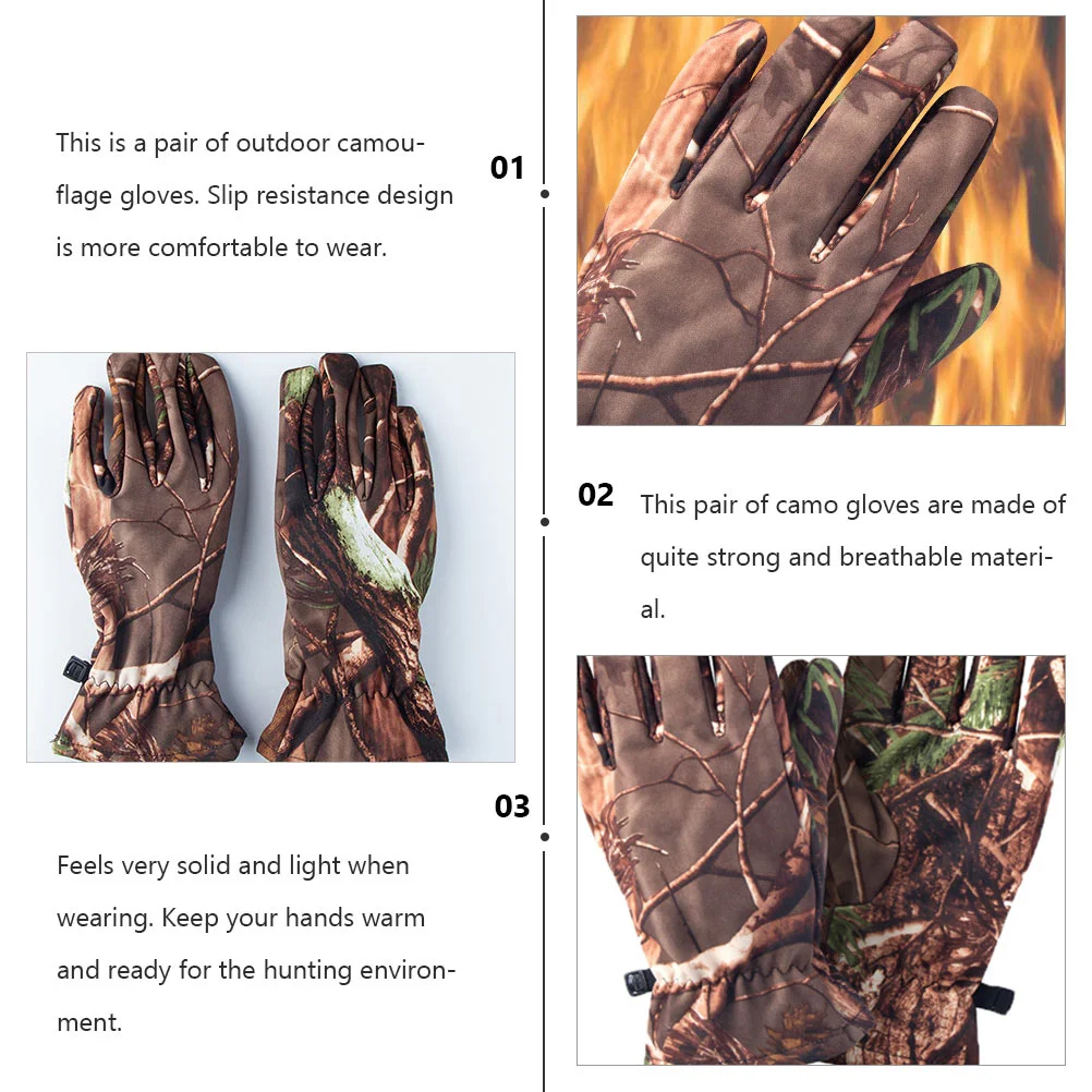 Hunting Gloves Camo Warm Windproof Outdoor Camouflage Waterproof Non-Slip Full Finger Gear