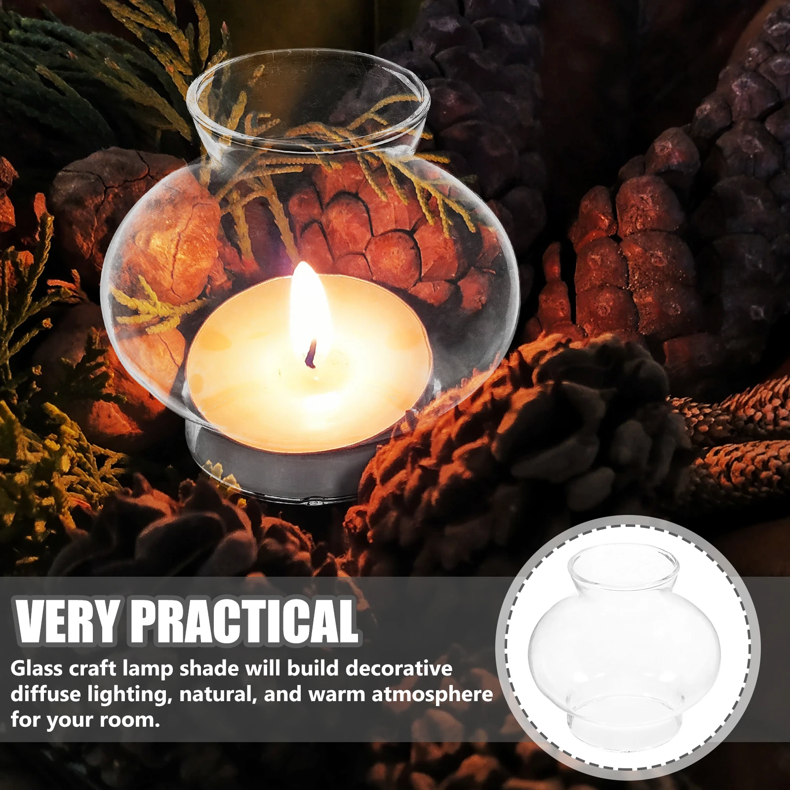 Windproof Lampshade Clear Oil Cover Retro Decor Candlestick Glass Light DIY Small
