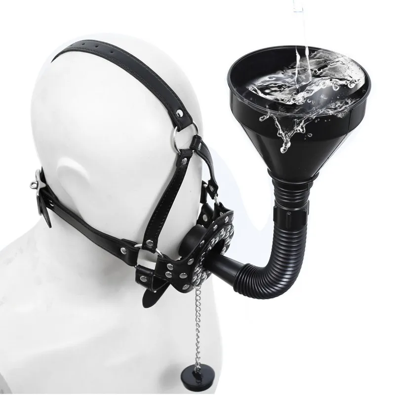 SM Slave Harness Urinal Funnel Oral Enema Drool Mouth Plug Open Gag BDSM Penalty Mask Flirting Fetish Adults Erotic Games Gear view 3