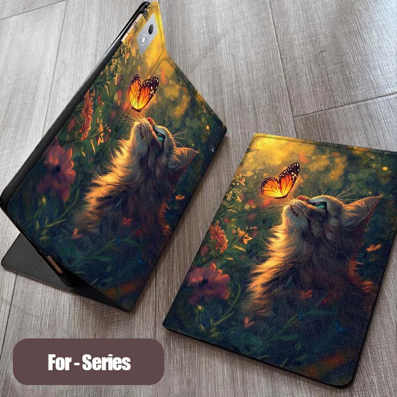 Butterfly Cat Art Flower For Xiaoxin Lenovo Pad Tab K10 K11 M10 P12 P11 Pro GT Gen2 Plus Legion Y700 Y900 12.1 Tablet Case