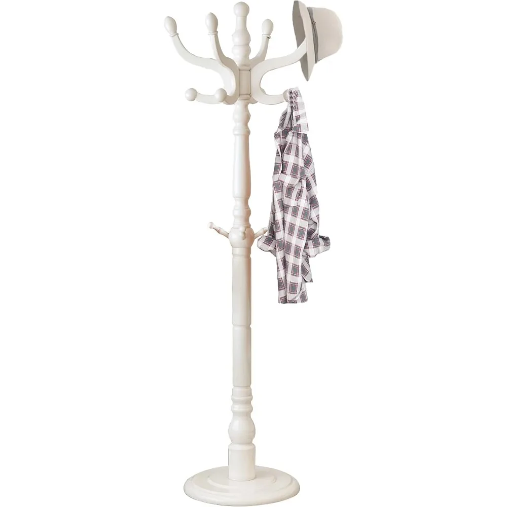 

Wooden Coat Rack, Heavy Duty Coat Rack Freestanding with 11 Smooth Hooks, Coat Tree, Vintage Clothes Hanger Stand