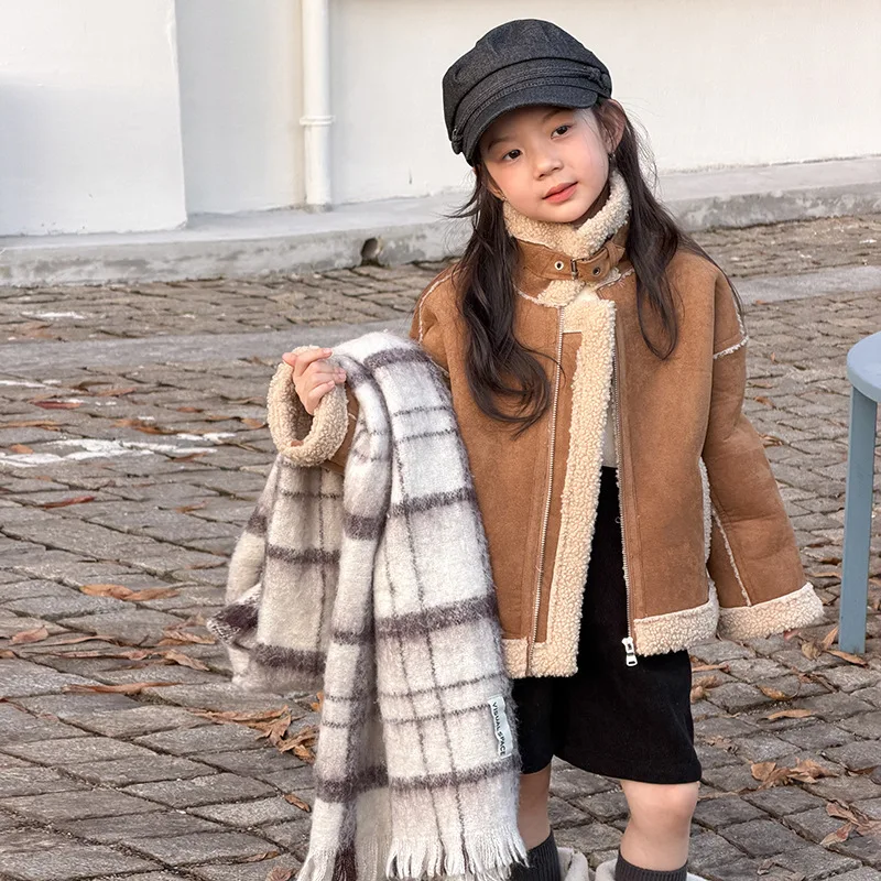 

Детская одежда, детское утепленное пальто, меховая куртка в корейском стиле с хлопковой подкладкой, теплое флисовое модное детское пальто для девочек