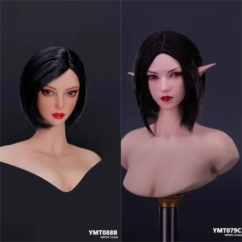 

YMTOYS 1/6 Scale Beauty Head Sculpt Delicate Painted Long Short Hair Model for 12" Female Figure Pale Tbl Ph Body Toys
