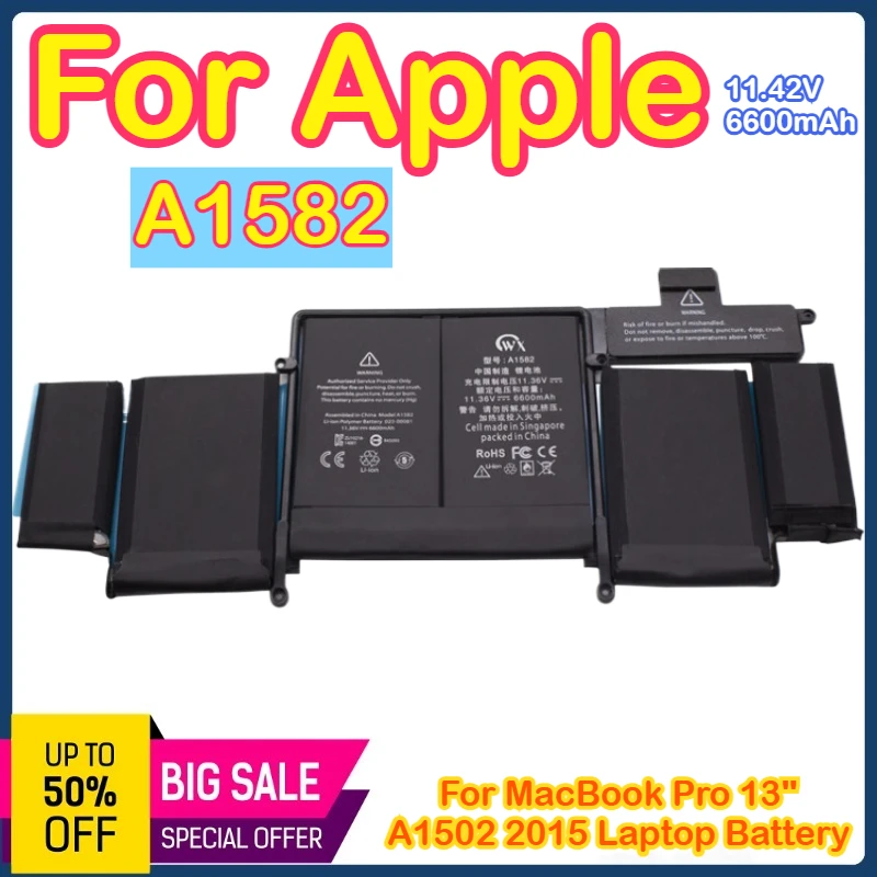 

A1582 Battery For Macbook Pro 13'' A1502 Battery 2015 Retina