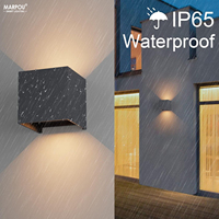 MARPOU Square Black IP65 Waterproof Outdoor LED Wall Lamp 9W Lustre Light Angle Home Indoor Wall Art Decor Bedroom Living Room