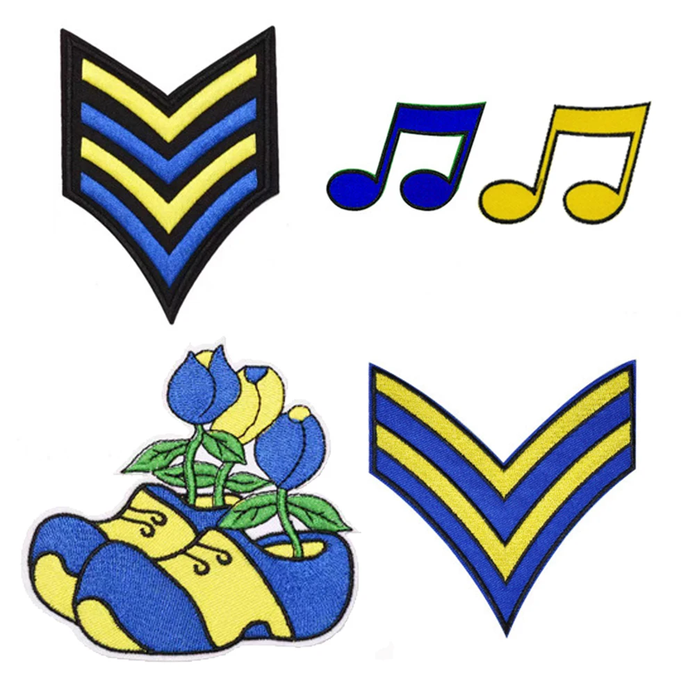 Carnival Yellow Blue Embleem for Clothing Iron on Embroidered Sew Applique Dwergonië Patch Slotgat Badge Ossekoppenrijk Patches