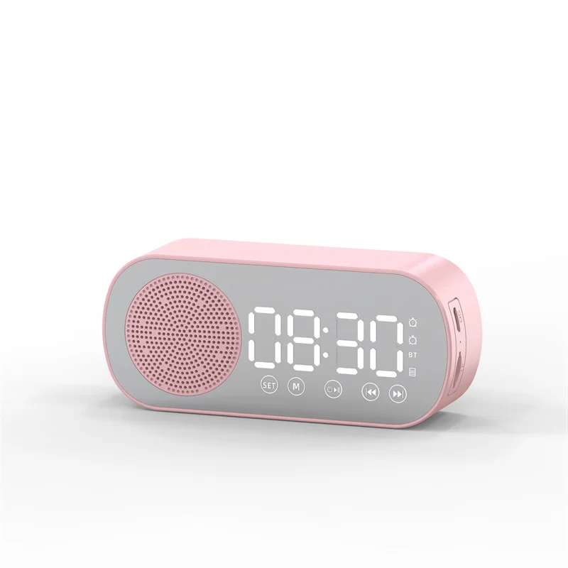 Led Mirror Alarm Clock Wireless Bluetooth-compatible 5.0 Hi-fi Speaker Subwoofer Portable Audio Table Digital Clock