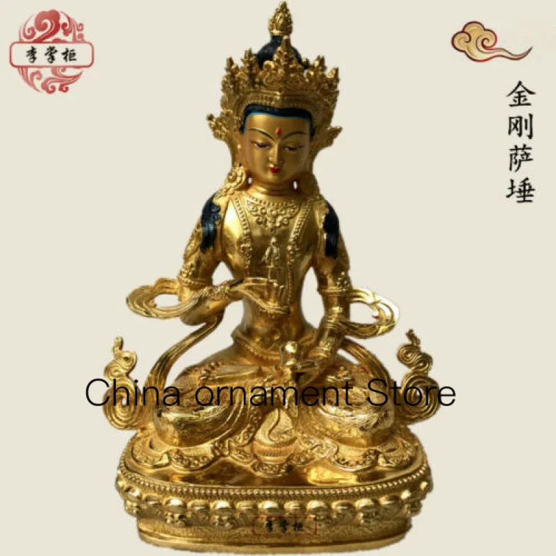 

12 Inch/30cm Hand Painted Gilded Bronze Statue Buddha God Rinpoche Vajrasattva