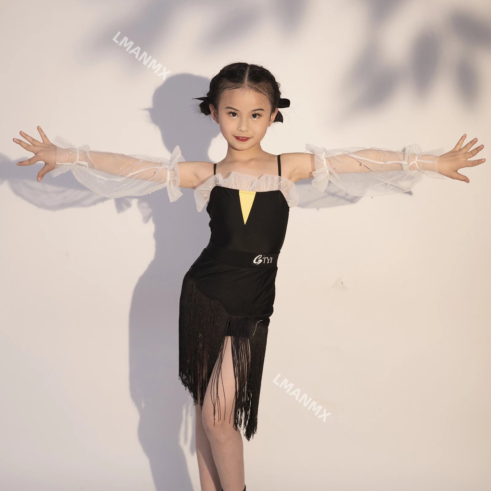 New Latin Dance Dress Set for 2024 Autumn and Winter Girls' Practice and Children's Art Exam Performance Dance Dress Set