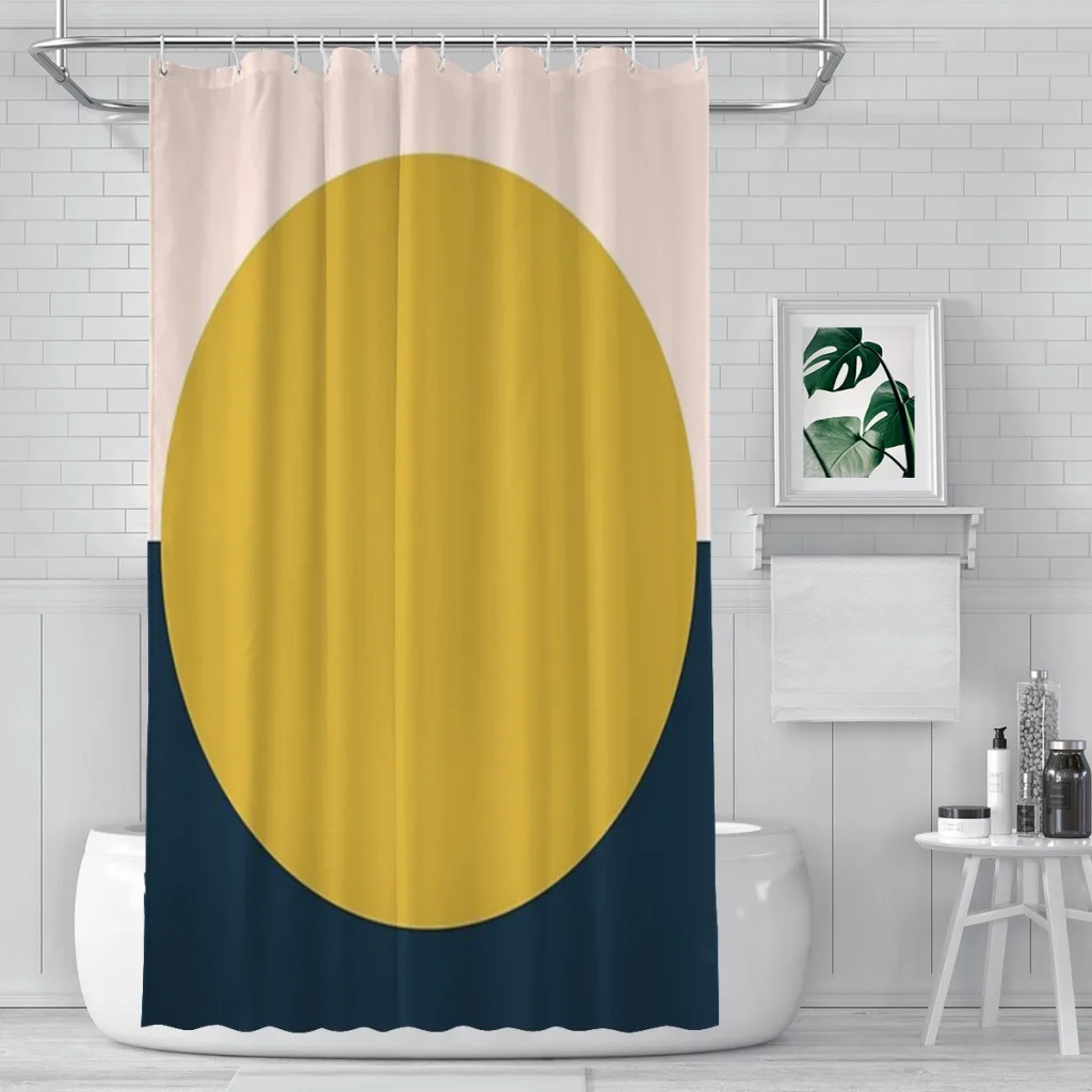 

Sun Dot Half Half. Minimalist Geometric Shower curtain Bathroom decor Modern household Curtain Festival gift