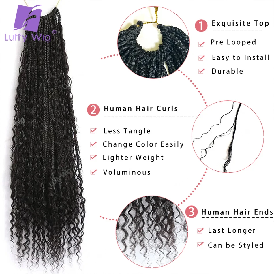 Плетеные крючком волосы в стиле бохо, предварительно заплетенные искусственные волосы, вьющиеся волосы, плетеные волосы для черных женщин, Luffywig