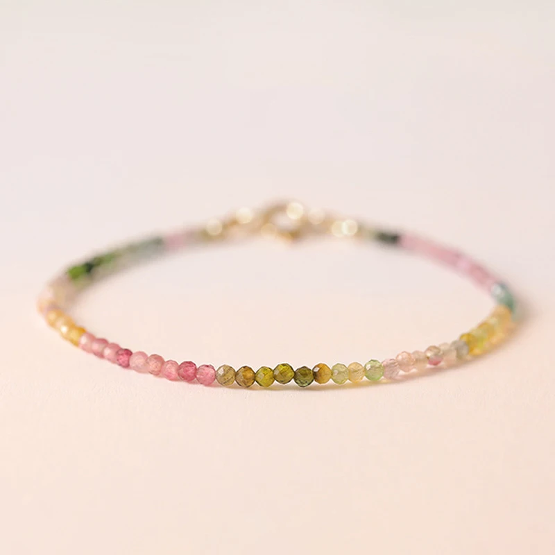 Ultra-Fine Rainbow Small Tourmaline Bracelet New Style Female Gradient Ins Niche Design Light Luxury Bracelet