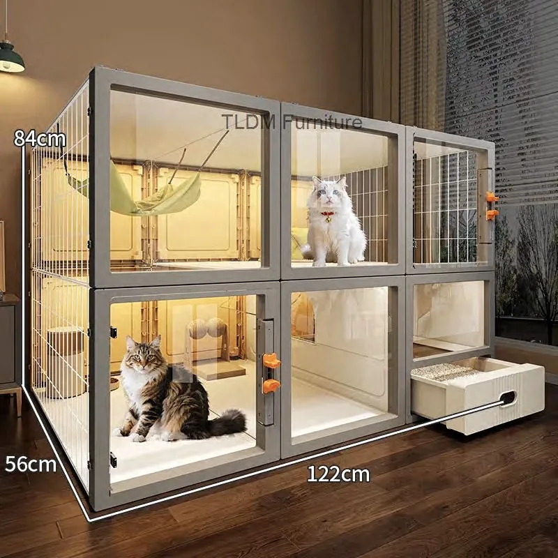 Multi-layer Wrought Iron Cat Cage Household Villa Pet Product Large Free Space Indoor Balcony Free Assembly Cat House Pet Cage Z