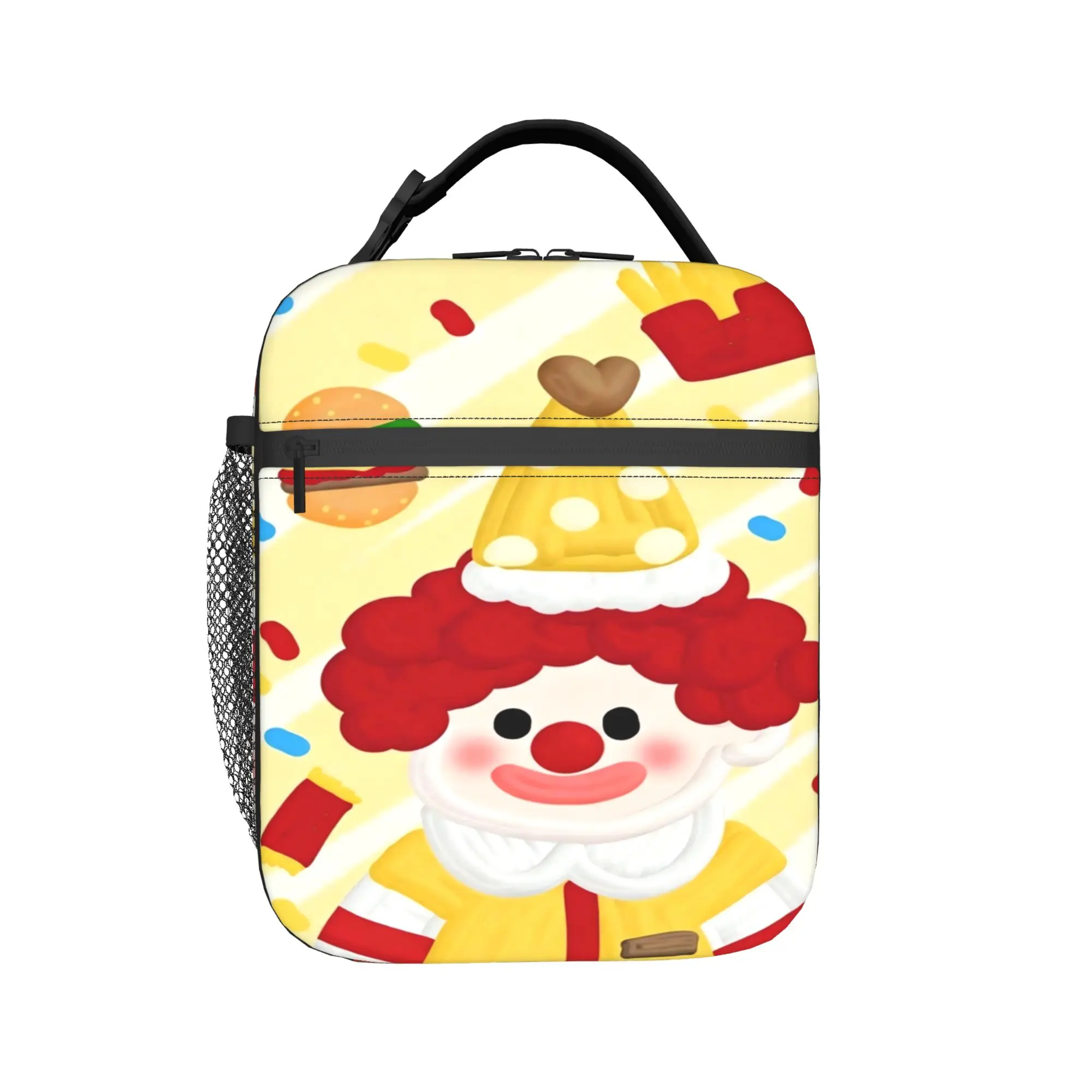 Clown With Party Hat Fast Food Art Lunch Bag Vintage Travel Lunch Box Designer Portable Insulated Thermal Lunch Bags