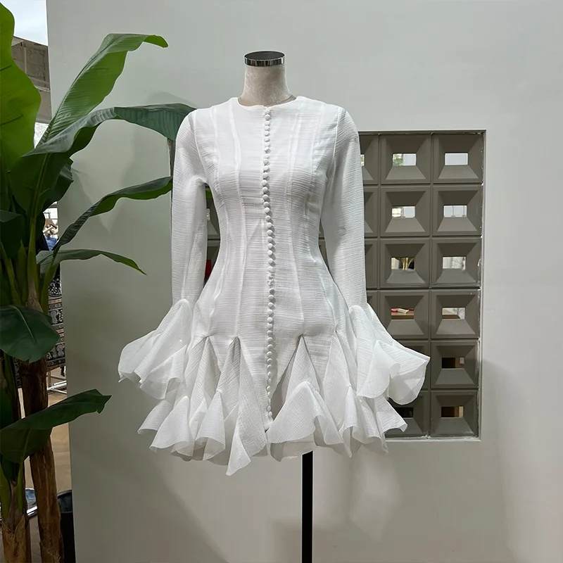 

Australian ulari Ele Long Sve Gown with Waist Cinching Birthday Dr Flutton Detail A-Line Silhouette